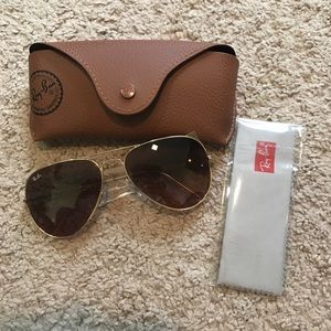 Rayban unisex aviators gold with brown lenses